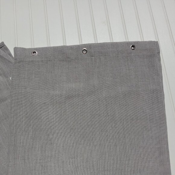 Gray Shower Curtain 71 x 72 with Silver Hooks Linen Look Minimalist Farmhouse - Picture 8 of 11